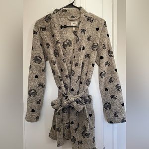Victoria Secret Pink Robe, Size XS/S. Gray with black lettering.